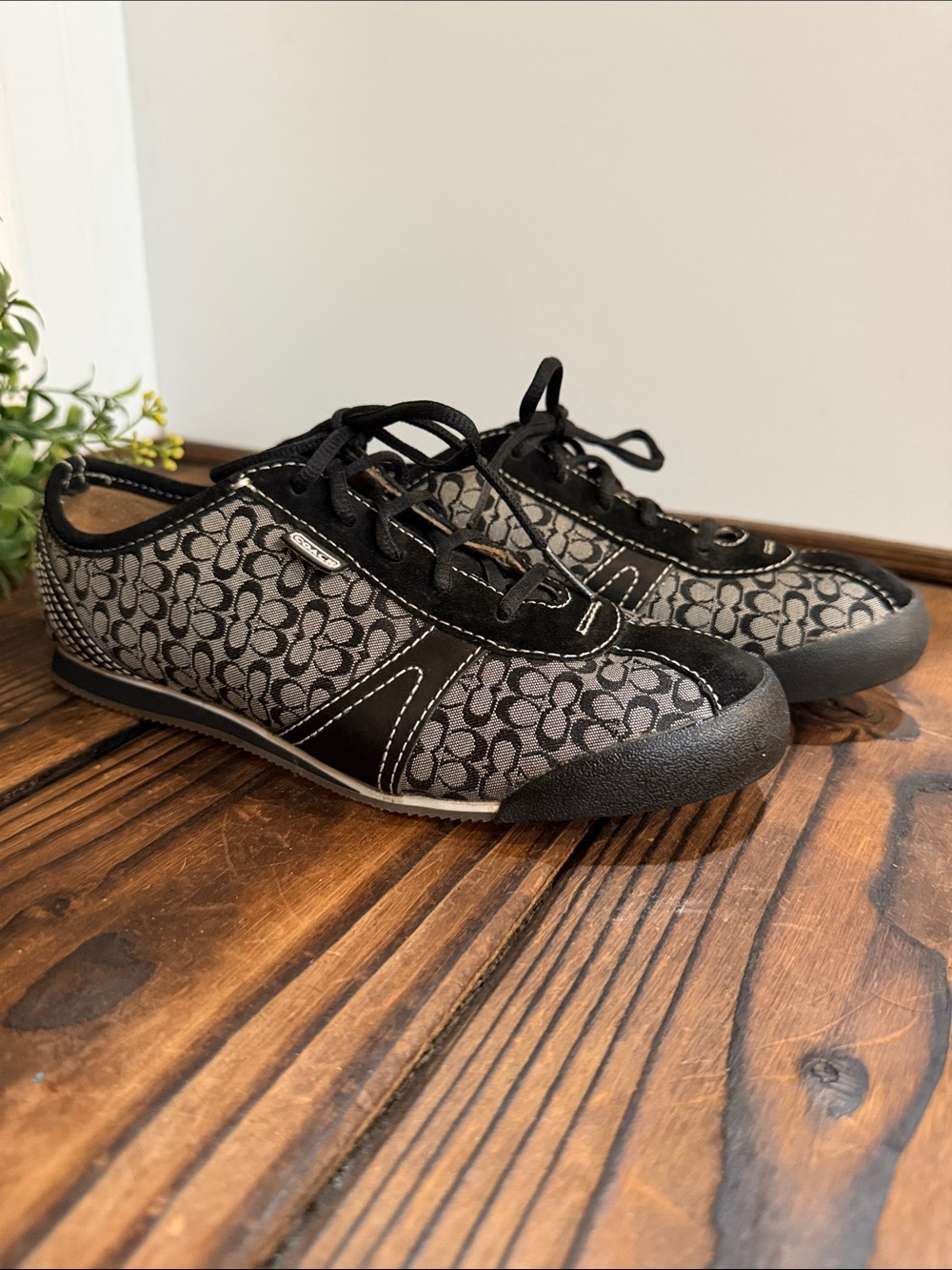 Vintage Coach Y2K Signature Monogram Jacquard Kelby Sneakers - Black/Grey